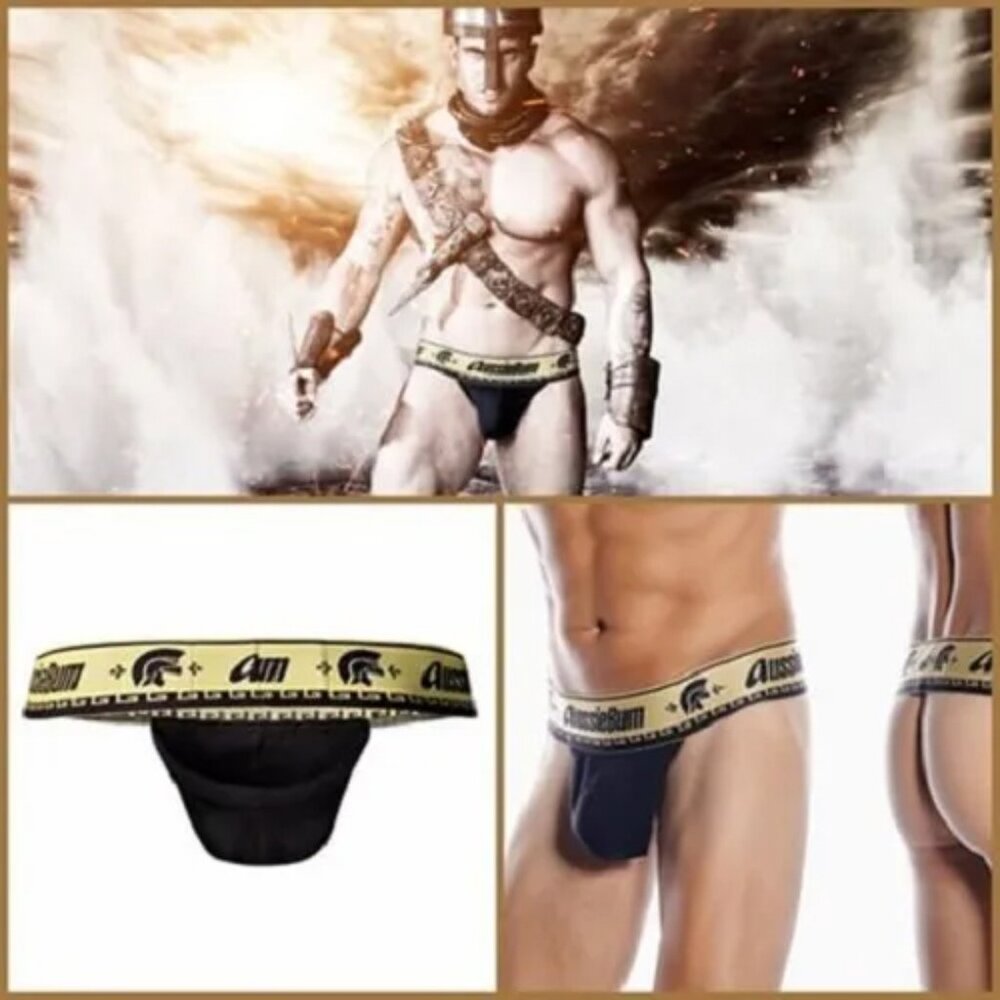 AussieBum Cup Jockstrap -- strapless sling - cotton pouch - Medium - Black Gold